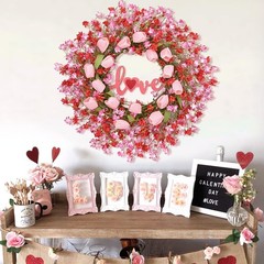 22IN Valentines Day Wreath Decorations, Wreath for Front Door, Pink Tulip Val…