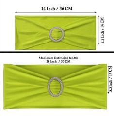 MDS-MEGADECORSUPPLY Chair Sash, 25 pcs Apple Green, Spandex Chair Cover Band …