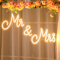Mr and Mrs Neon Sign for Wedding 25 X 7 Inches Neon Light LED Backdrop Wall Deco