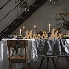Mr and Mrs Signs Wedding Table Decorations, Wooden Freestanding Wood Color