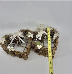 Rustic Grapevine Twig Double Heart Wall Decor Wedding Bridal Basket Centerpiece