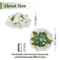 BLOSMON Artificial Flower Balls Wedding Centerpieces 10 Pcs 15.7″ Large White…