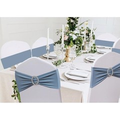 Dusty Blue Chair Sashes Pack of 50 Spandex Bands Wedding Banquet Party New