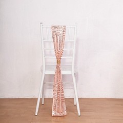 5 BLUSH Tulle CHAIR SASHES Sequins Geometric Pattern Party Events Decorations