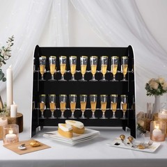 BLACK 25″ Foam 2-Tier Wine Glass Rack Champagne Flute HOLDER STAND Events