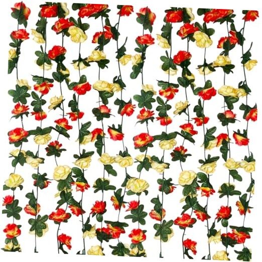 8Pcs 63Ft Pink&Yellow Rose Garland, Fake Rose Hanging 8 PCS Pink&yellow