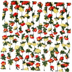 8Pcs 63Ft Pink&Yellow Rose Garland, Fake Rose Hanging 8 PCS Pink&yellow