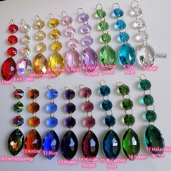 10Pcs Horse Eye Crystal Lamp Prism Pendant Gold rings Chandelier Hang Suncatcher