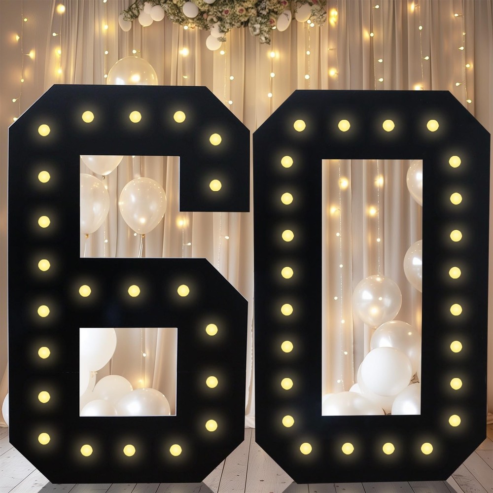 4FT Marquee Light Up Numbers, Black Giant Marquee Number Big Mosaic Number fo…