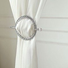 SILVER 2 Plastic 6″ Braided Design CURTAIN TIE Backs Acrylic Crystals Party
