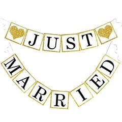 Wedding Banner Decorations Just Married Paper Wedding Garland Supplies Propos…