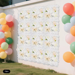 15 In. White Artificial Hydrangea Flower Wall Panels Wedding Photography Backdro