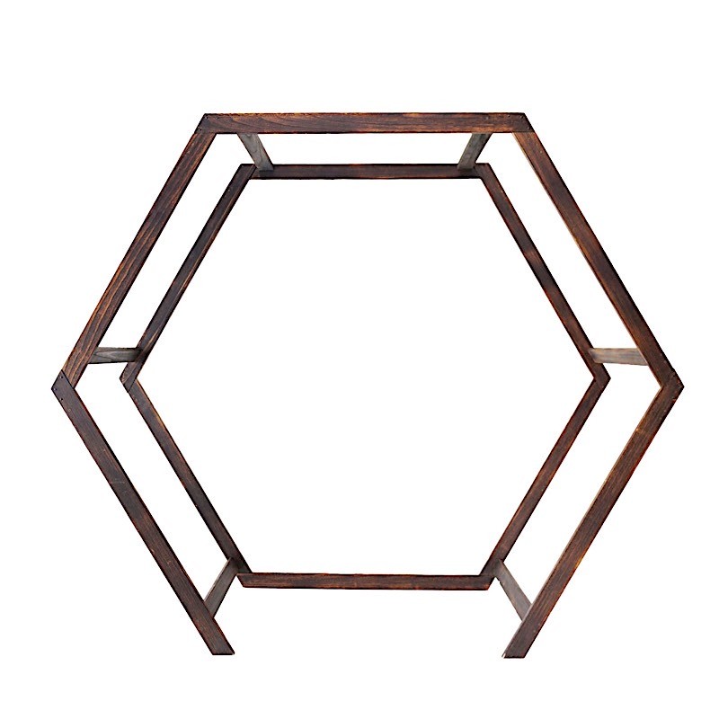 7 ft Dark Brown Hexagon Natural Wood Wedding Arch Backdrop Stand Party Supplies