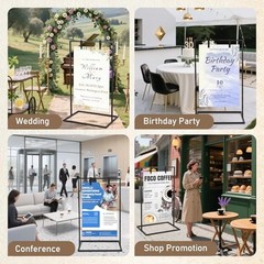 50″ H Wedding Welcome Sign Stand with Anti-Rust Coating, 50*30*20in Black
