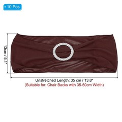 10Pcs 14″x5″ Stretch Chair Sashes Bows Chair Bands Sash with Buckle Dark Brown