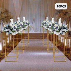 10PCS Gold Wedding Flower Stands 24in Metal Column Party Decor Display Rack