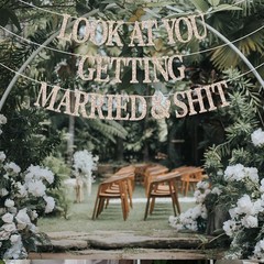 Look At You Getting Married Banner Bachelorette Party Wedding Decor Sign