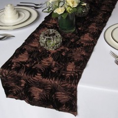 Rosette Satin Table Runner Ribbon 3D Rose Spiral Wedding Party Table decoration