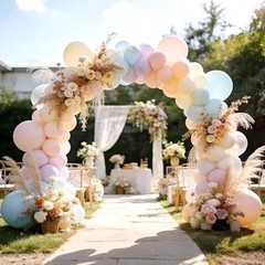 Balloon Arch Kit, 7.4FT High&10FT Wide Adjustable Glass Fiber Balloon White