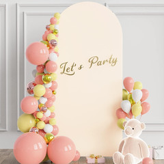 6FT Wedding Arch Backdrop Cover Spandex Fitted Beige Arch Covers round Top Chiar
