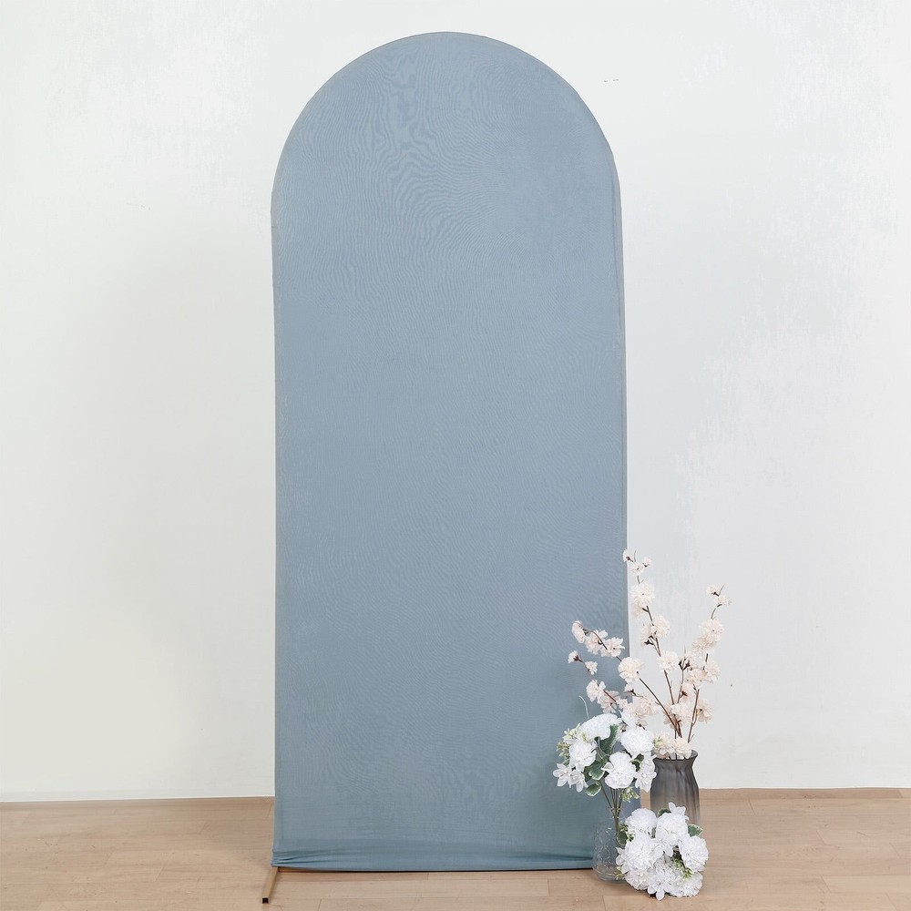6 ft DUSTY BLUE Matte Fitted Spandex Round Top Arch Backdrop STAND COVER Party