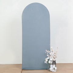 6 ft DUSTY BLUE Matte Fitted Spandex Round Top Arch Backdrop STAND COVER Party