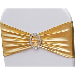 Gold Chair Sashes Stretch Fit Spandex Wedding Banquet Party Decoration 50 Pack