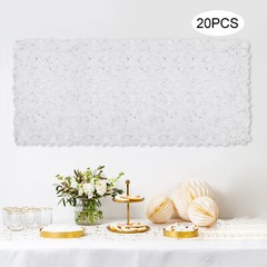 20Pcs Flower Panel White Artificial Flower Wall Panel Flower Backdrop Wall Decor