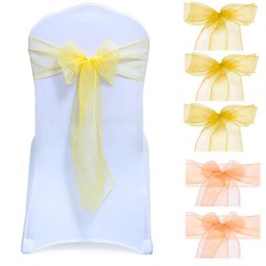10/20/50/100 Pcs Organza Chair Cover Sash Bow Wedding Party Venue Decoration
