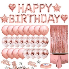 MOVINPE Rose Gold Birthday Party Decoration, Happy Birthday Banner, Rose Gold…
