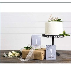 Paperlove Grey Glam “Forever Yours” Banner and Matching Table Numbers Wedding