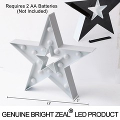 Bright Zeal 13″ LED Star Marquee Sign Light – Table Top Indoor Marquee Star w…