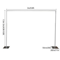 Heavy Duty Pipe Drape Kit Backdrop Support w/ Metal Steel Base-Height Adjustable