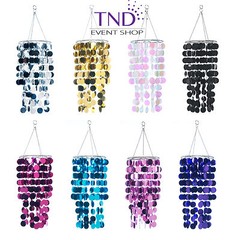 2 TIER ROUND PVC SPANGLE BEADED CHANDELIER DECORATIVE ACCENT CENTERPIECE