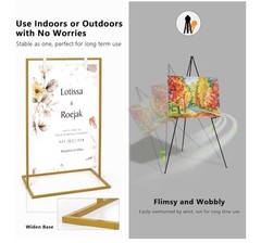 Wedding Welcome Sign Stand, 50”x30”x 20” Heavy Duty Easel / 8 Pair Satin Ribbon