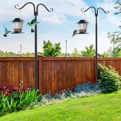 Shepherds Hooks 2 Pack Heavy Duty Two Sided Garden light Pole with 7 Base Prongs
