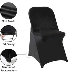 NEW Spandex Folding Chair Covers 20 Pack Black Washable Fabric Special Events