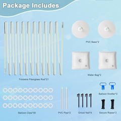 Balloon Arch Kit, 7.4FT High&10FT Wide Adjustable Glass Fiber Balloon White