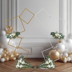Wedding Backdrop Stand(Circle and Square), Detachable 4 Tier Flower Arch Frame