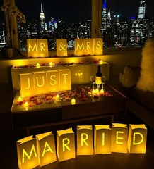 Just Married Luminary Bags Kit | Tealights & Rose Petals