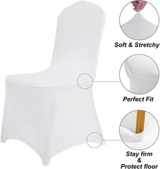 12pcs White Stretch Spandex Chair Covers Washable for Wedding Party Banquet