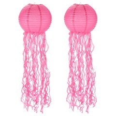 2Pcs 31x10in Jellyfish Paper Lantern, Rose Red