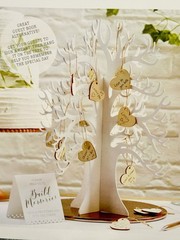 Wooden Wishing Tree Wedding Guest Book Alternative 3D White 70 Heart Tags – NEW