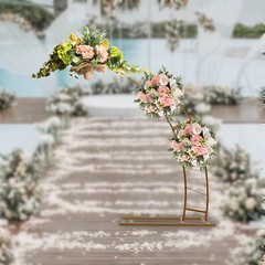 6.5Ft Gold Crescent Moon Wedding Arch Stand Carbon Steel Flower Balloon Frame