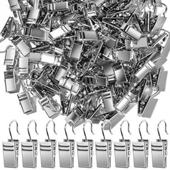 100 PCS Small Curtain Hooks Curtain Clips Bag Clips, Stainless Steel Silver