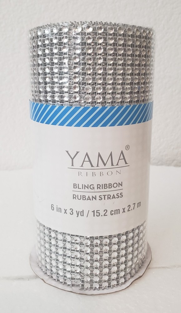 New YAMA Crafting Bling RIBBON Silver Rhinestone Mesh Wrap Ruban Strass 6″ X 3yd