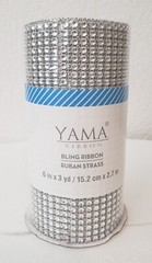 New YAMA Crafting Bling RIBBON Silver Rhinestone Mesh Wrap Ruban Strass 6″ X 3yd