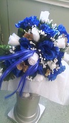 14Pc wedding Package Royal Blue and White & Burlap! Bouquets, bout and corsages