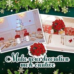 4 Pack Christmas Table Centerpieces Artificial Poinsettia Flower Ball Red
