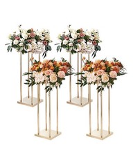 4PCS Gold Metal Wedding Flower Stand 31.5in Column Centerpiece Rack